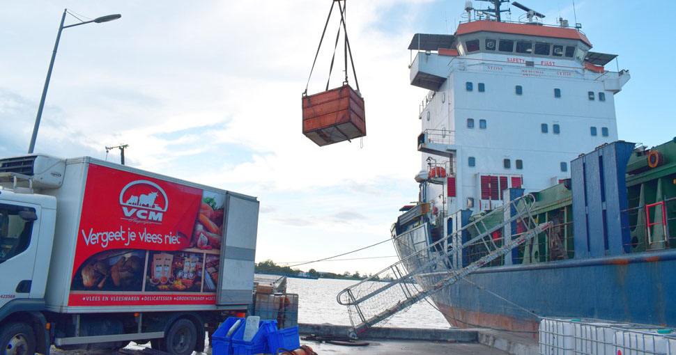 Hoisting fresh food on board of ship